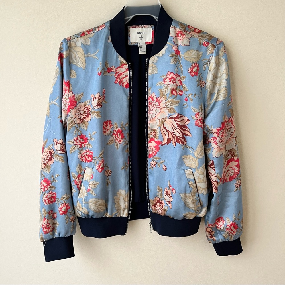 Forever21 Floral Bomber Jacket